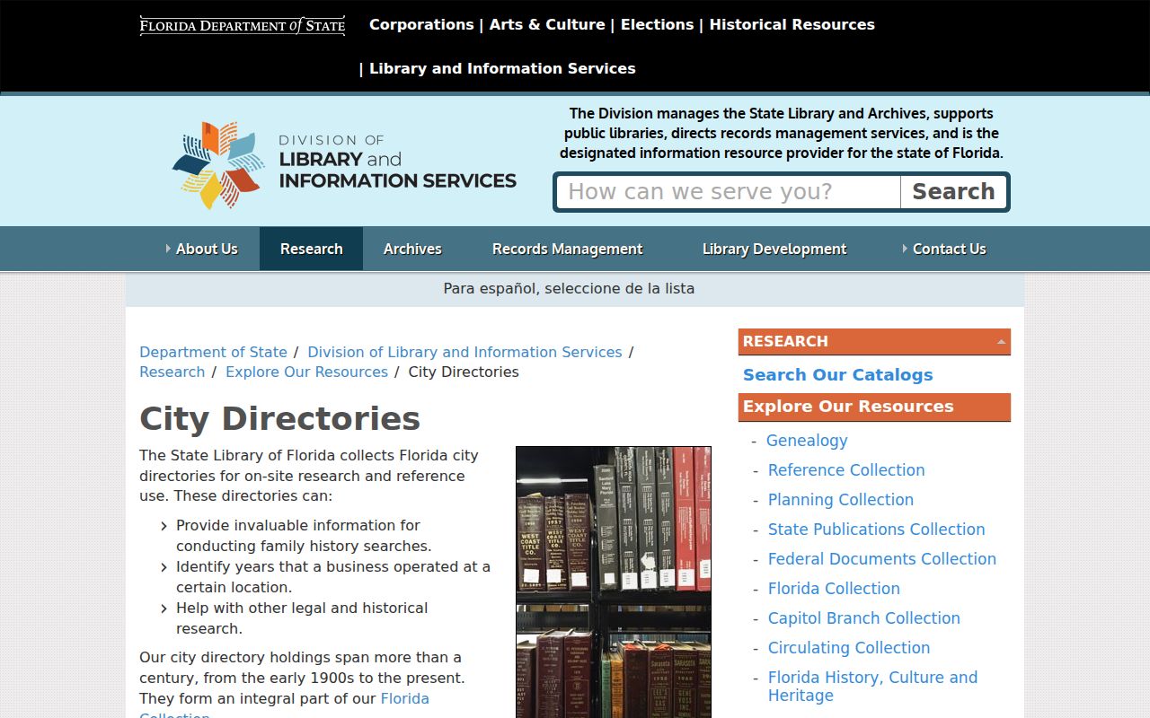 State Library of Florida city directory research collection