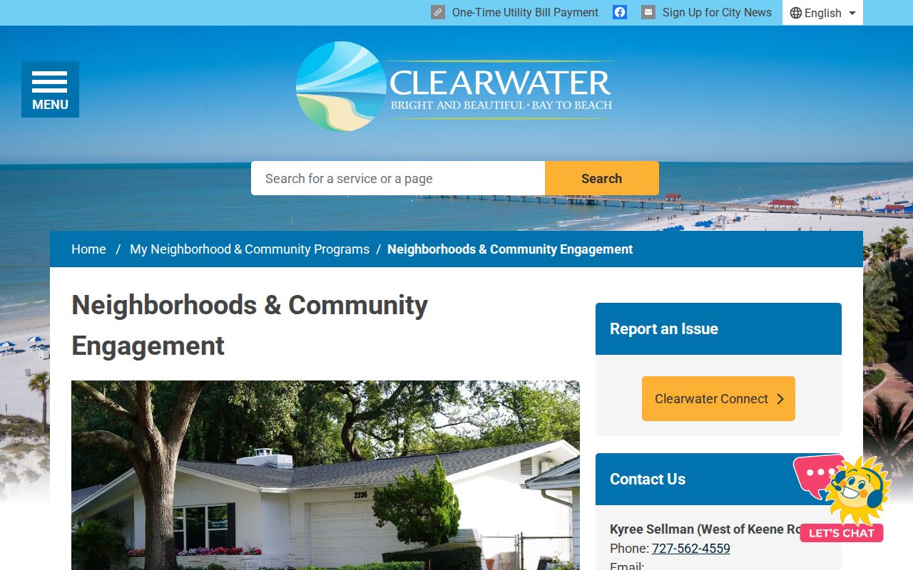 Clearwater Neighborhood Services association map and community contact page