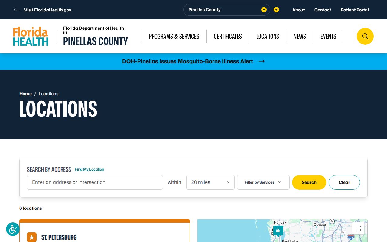 Pinellas health department locations related to Clearwater neighbors records