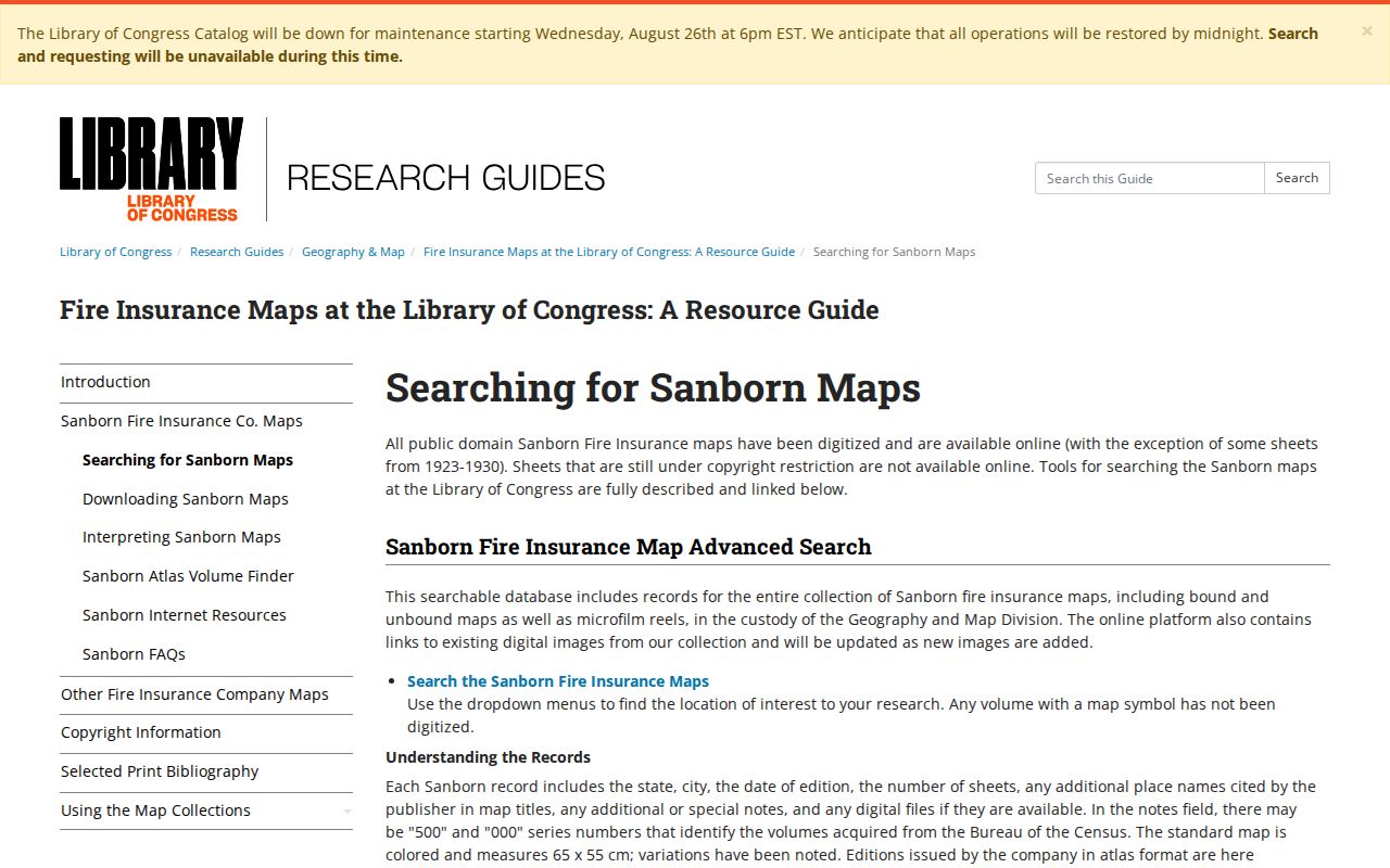 Library of Congress guidance for searching Sanborn maps used in Clearwater house history