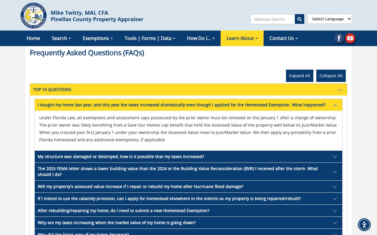 Pinellas Property Appraiser address search guidance for Clearwater streets
