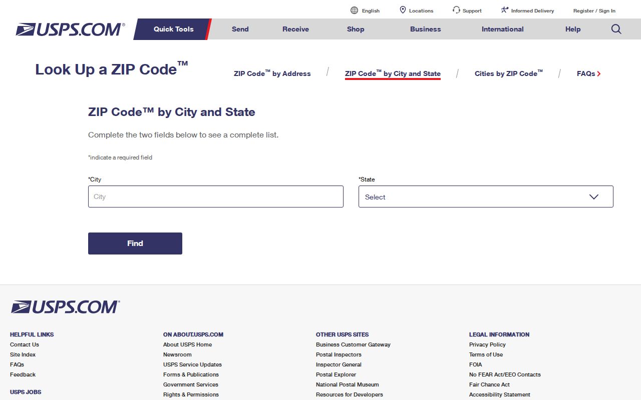 USPS lookup for confirming a Clearwater ZIP code